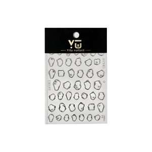 3D silver heart nail stickers with crystals on card packaging YT6361