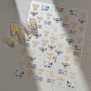 Summer day beach style nail stickers with bikini and palm tree designs YT6215