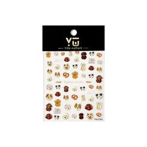 3D embossed nail art stickers featuring cute butter cookie puppy dog patterns YT6137