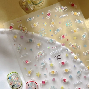 Colorful candy and star nail stickers YT6089 Pro with shell glossy finish for DIY nail art