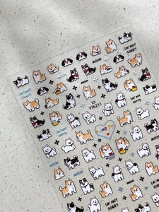 Détails macro des autocollants nail art chien laser YT6211 avec finition argent réfléchissante