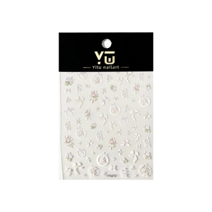 3D embossed nail stickers with tulip, bow, and bear patterns for sweet manicure art