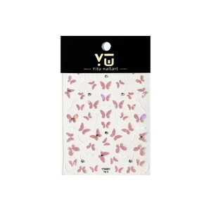 Autocollants à ongles papillon rose avec cristaux irisés et détails strass
