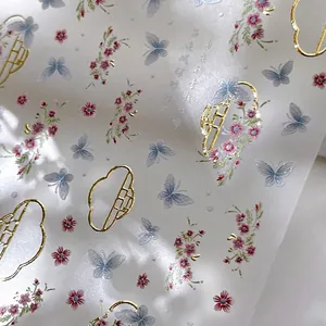 Bronzing butterfly and flower nail art stickers with elegant gold foil embroidery patterns