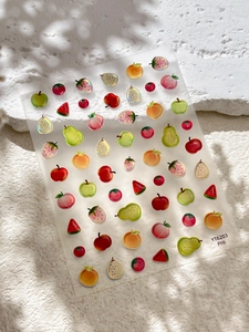 Detail of YT6203 Pro 3D jelly fruit nail stickers with glossy embossed textures