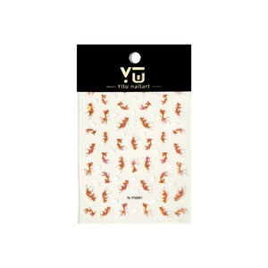 Chinese style koi fish nail stickers with orange goldfish patterns for nail art decoration