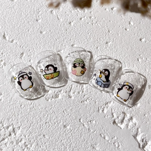 Autocollants nail art pingouins mignons 3D avec divers motifs de pingouins de dessin animé
