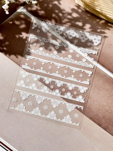 Detailed view of YT4119 white lace nail art stickers with intricate floral patterns