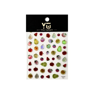 Holographic laser fruit nail stickers with colorful apple and strawberry patterns