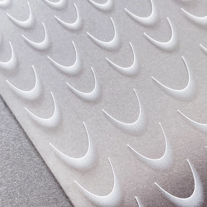 Minimalist French gradient grey nail art stickers with embossed U-shaped scale textures