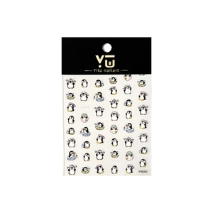 Autocollants nail art pingouins mignons avec divers motifs de sport pour manucure