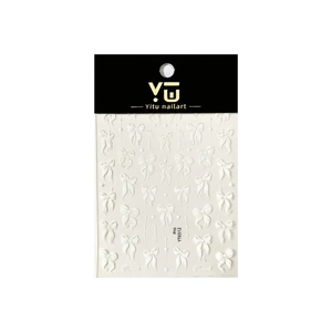 5D embossed bow nail art stickers with white stars and golden logo packaging YT6512