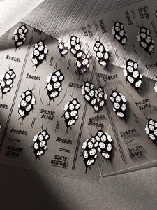 Detailed view of dark gothic Halloween nail stickers with spider legs and face patterns YT6530