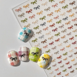 3D Relief Bowknot Nail Art Stickers Laser Gold Silver Black White Nail Decals Self Adhesive Manicure Decoration For Women