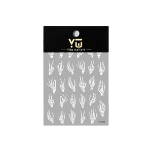3D relief skeleton hand nail art stickers in white for Halloween DIY manicure decor