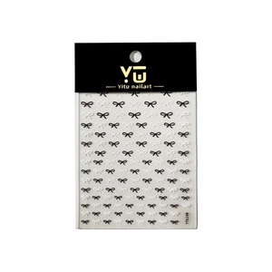Relief bow nail art stickers in black and white styles with packaging for manicure decoration