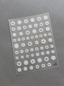 Detail of star-themed nail stickers with halo effect on semi-transparent film YT6106
