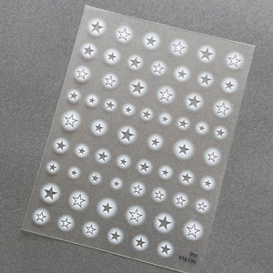 Minimalist star pattern nail art stickers with white edges and gray gradient effect YT6106