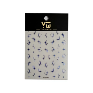 Holographic silver laser star nail stickers in deep blue glitter finish YT5534