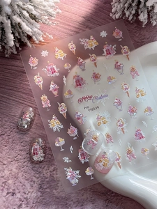 Detail showing YT6539 jelly shell Christmas nail stickers with Santa and dessert patterns