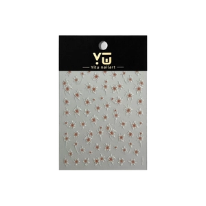 Stickers ongles 3D en relief avec motifs floraux blancs et orange modèle YT5997