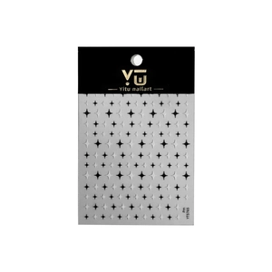 Minimalist star nail art stickers with black and white star designs in clean packaging