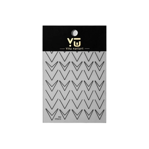 Minimalist black chevron V-shape nail art stickers in premium branded card packaging