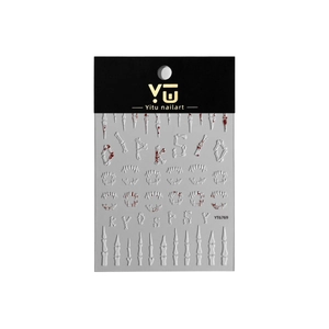 5D embossed Halloween skeleton nail stickers with vampire fangs and blood detail