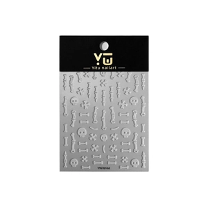 5D embossed Halloween nail stickers with 3D bone and skull designs on white background