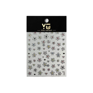Yitu nailart floral nail stickers featuring gold accents, flowers, and bows on white background