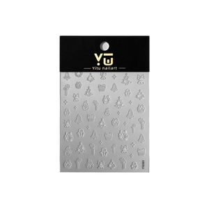 5D embossed Christmas nail stickers with white relief patterns like snowmen and trees