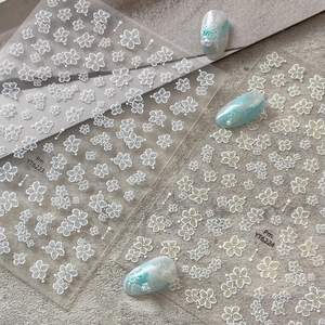 Minimalist Sweet Floral Nail Art Stickers 3D Relief Flower Elegant Manicure Decoration DIY Beauty Accessories For Women
