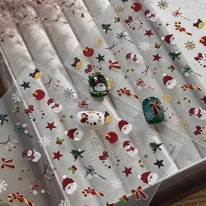 5D Embossed Christmas Nail Stickers Santa Claus Snowman Snowflake Hot Stamping Gold Silver Festive Nail Art Decals For Women