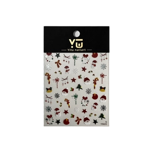 Christmas nail art stickers with Santa and snowman patterns in silver foil packaging