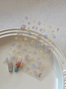 Dettaglio degli adesivi per unghie con rilievo 3D fiori e stelle con codice YT6730