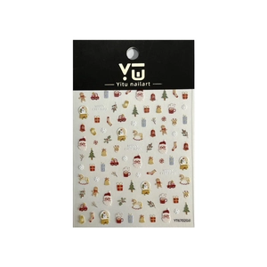 5D embossed Christmas nail art stickers featuring Santa, reindeer, and snowflakes