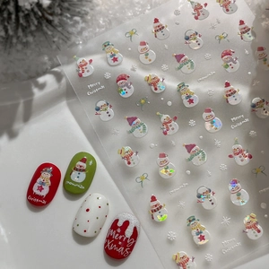 Christmas Snowman Nail Art Stickers Shell Light Laser Glitter Xmas Snowflake Decals For Women Holiday Manicure Decoration