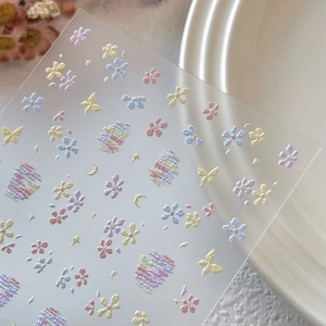 Adesivi per unghie con rilievo stella e luna in dolci colori pastello macaron