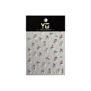 Christmas snowman nail stickers with shell luster and glittery snowflake designs
