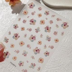 3D embossed floral nail stickers in pastel macaron colors for cute DIY manicure YT5646Pro