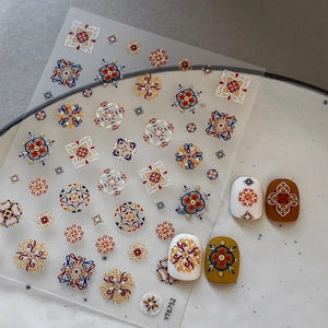 Adesivi per Unghie in Rilievo Bohémien Retro Mandala Floreale Autoadesivi per Donna Decorazione Unghie Fai da Te