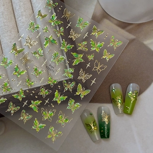 Butterfly Nail Art Stickers Bronzing Holographic Laser 3D Embossed Decals For Women DIY Decoration Starlight Film YT6371