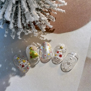 Kit nail art 3D avec sapins de Noël en relief et étoiles pour décoration festive