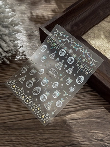 Stickers à ongles de Noël holographiques dorés avec motifs rennes et flocons