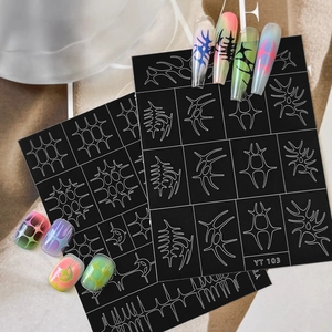 Abstract Lines Nail Art Stickers Tribal Geometric Pattern Adhesive Y2K Manicure Decals For Women DIY Nail Decoration
