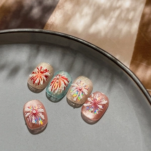 Luxury firework nail stickers with shimmering sequins and pearls in elegant colors