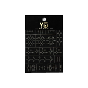 Golden geometric line and star nail art stickers in professional branded packaging