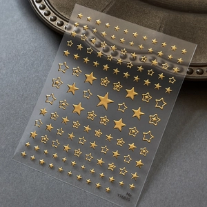 Autocollants à ongles étoiles dorées 3D avec effet métallique pour décoration manucure