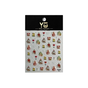 5D Christmas candy house and snowman embossed nail art stickers with 3D relief texture