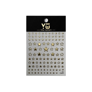 Stickers nail art étoiles dorées avec motifs célestes métalliques pleins et évidés YT6835